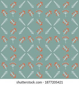 Holidays floral background, white red and blue.
Mistletoe branches vector pattern.
Christmas wrapping paper texture.