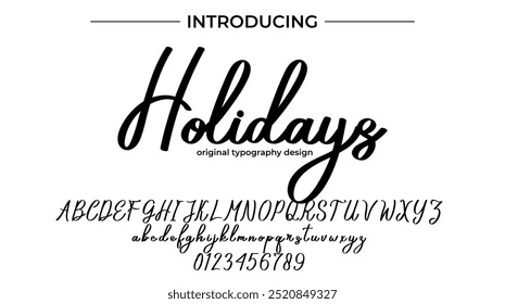 Holidays Font Stylish brush painted an uppercase vector letters, alphabet, typeface