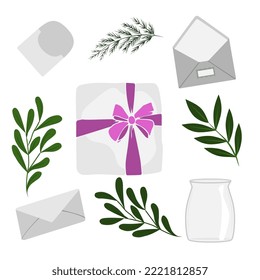 holidays gifts text frame, name, christmas, birthday. Vector illustration