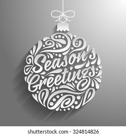 Holidays greeting card with abstract doodle Christmas ball. Vector eps10 illustration. Season's greeting