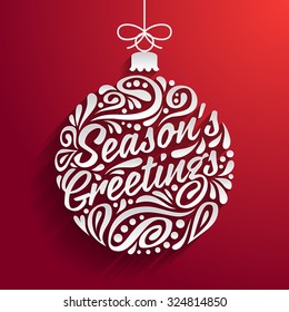 Holidays greeting card with abstract doodle Christmas ball. Vector eps10 illustration. Season's greeting