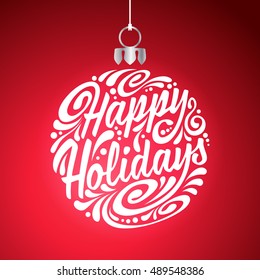 Holidays greeting card with abstract doodle Christmas ball. Vector eps10 illustration. Happy Holidays