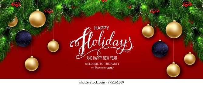 Merry Christmas Happy New Year 2018with Stock Vector (Royalty Free ...