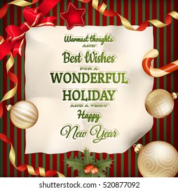 Holidays greeting and Christmas card. EPS 10 vector file included