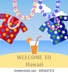 Holidays in Hawaii, a summer vacation banner in Hawaii. Flat design, vector illustration, vector.