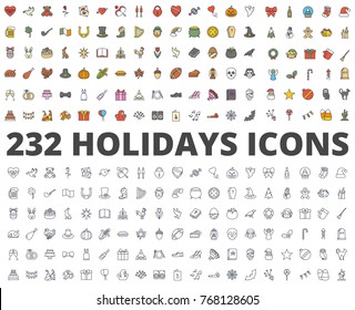 Holidays Icon Pack colored and line