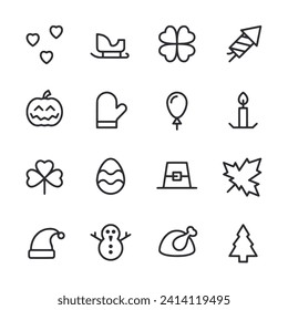Holidays icon set vector illustration