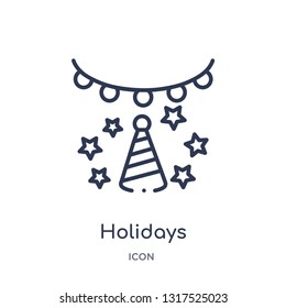 holidays icon from technology outline collection. Thin line holidays icon isolated on white background.