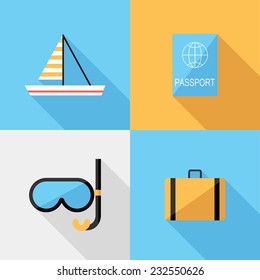 holidays icons. Flat design style modern vector illustration. Isolated on stylish color background. Flat long shadow icon. Elements in flat design.