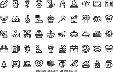 Holidays icons High-Quality Vector Icons Collection with Editable Stroke. Ideal for Professional and Creative Projects