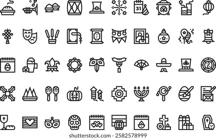 Holidays icons High-Quality Vector Icons Collection with Editable Stroke. Ideal for Professional and Creative Projects