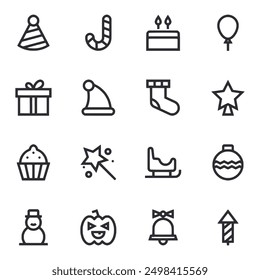 Holidays icons set vector illustration