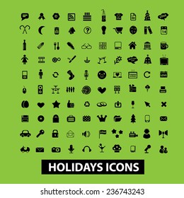 iconos de vacaciones, conjunto de signos, vector