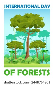 Holidays. International day of Forests greeting card. Vector art illustration