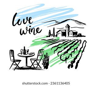 Holidays in Italy with wine. Vineyard landscape