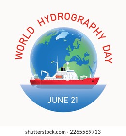 Holidays. June 21 World Hydrography Day poster. Vector art illustration