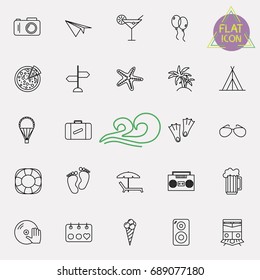 holidays line icon set
