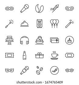 Conjunto de iconos de línea de días festivos. Colección de símbolos vectoriales en estilo plano a la moda sobre fondo blanco. Vacaciones canta por el diseño.