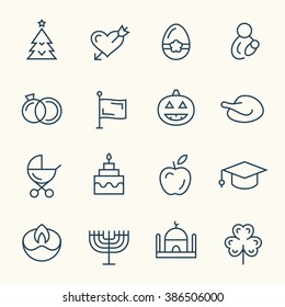 Holidays line icons