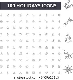 Holidays line icons, signs, vector set, outline illustration concept 