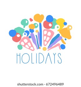Holidays logo template colorful hand drawn vector Illustration