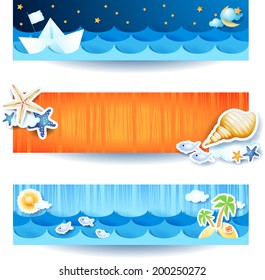 Holidays on the beach, set of banners. Vector eps 10