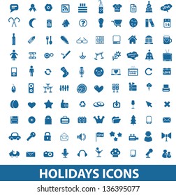 holidays, party, birthday, celebration icons, signs, symbols set