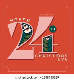 Holidays Postcard - Christmas Card stock illustration, Happy Christmas Eve, December 24th. 