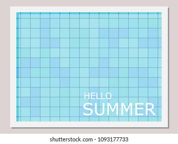 Holidays poster, Top view, hello summer, fun time in the pool, Vector cartoon illustration.