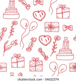 Holidays red  seamless pattern with presents