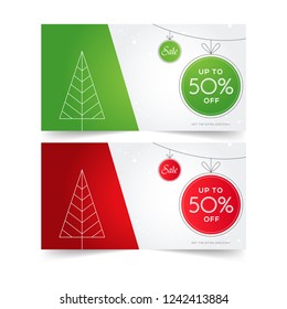 Holidays Sale banner template. Sale banner design for your promotion. Vector illustration. Gift card, sale voucher.