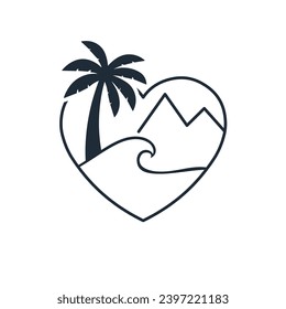 Vacaciones, vacaciones junto al mar.  Icono lineal vectorial aislado en fondo blanco.