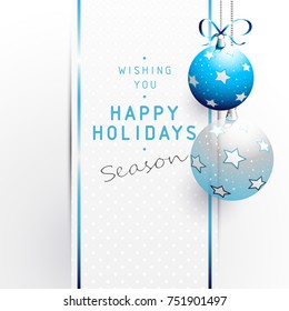 Holidays season greeting card with decoration Christmas balls