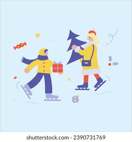 Feiertagsvorstellungen Illustrationen Flacher Vektorgrafik