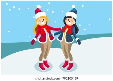 holidays in the snow mountains, vector illustrations