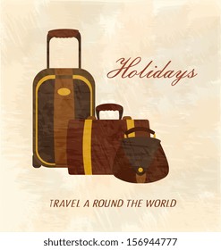 holidays suitcases over pattern background vector illustration  