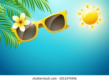 Vacaciones y diseño de verano sobre fondo azul