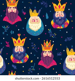 Holidays theme three magic kings seamless pattern