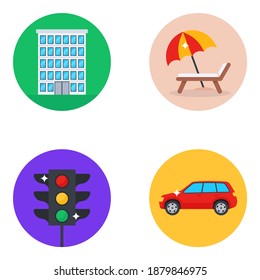 
Holidays and Tours Flat Icons Pack 