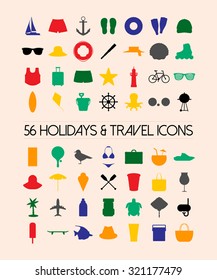 Holidays and travel icons set