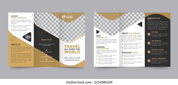 Holidays travel vacation trifold brochure, summer travel design template for tourism concept layout