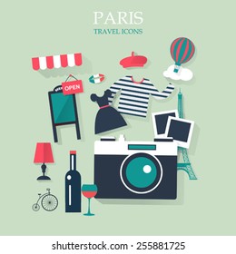  holidays and vacation flat vector french icons