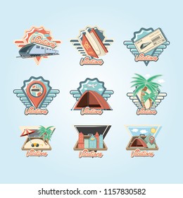 holidays vacations set icons travel vector ilustration
