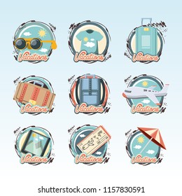 holidays vacations set icons travel vector ilustration