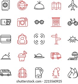 Holidays Vacations Tour Icons Set 1 (Editable file) - Vector Illustration