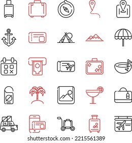 Holidays Vacations Tour Icons Set 2 (Editable file) - Vector Illustration