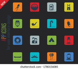 Holidays vector color web icons on dark background for user interface design