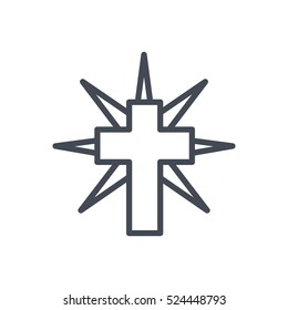 Holidays Vector Icon Cross Gravestone Outlined Line