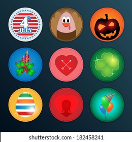 Holidays vector icon set