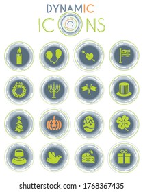 holidays vector icons on white background with dynamic lines for animation for web and user interface design
